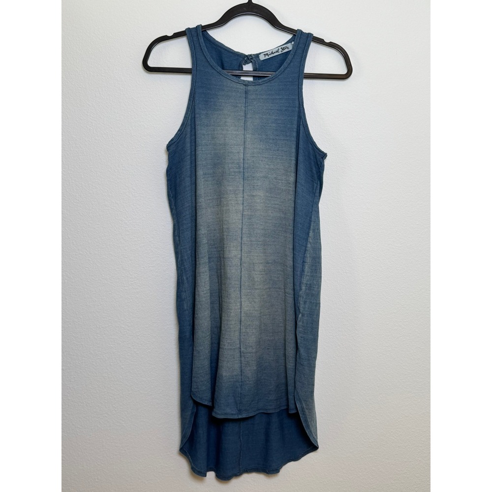 Michael Stars Tunic Tank Top Medium Blue High Low Sleeveless Boho Coastal 9423